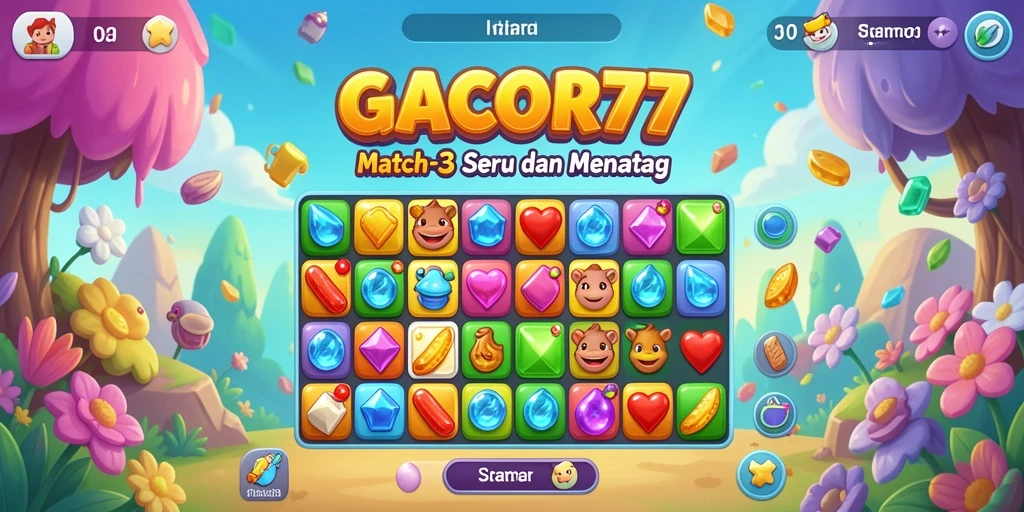 Tampilan gameplay seru di GACOR77 dengan elemen yang harus dicocokkan.