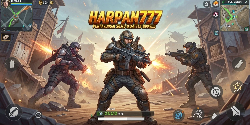 Tangkapan layar dari HARAPAN777 yang menampilkan gameplay Battle Royale yang menegangkan.