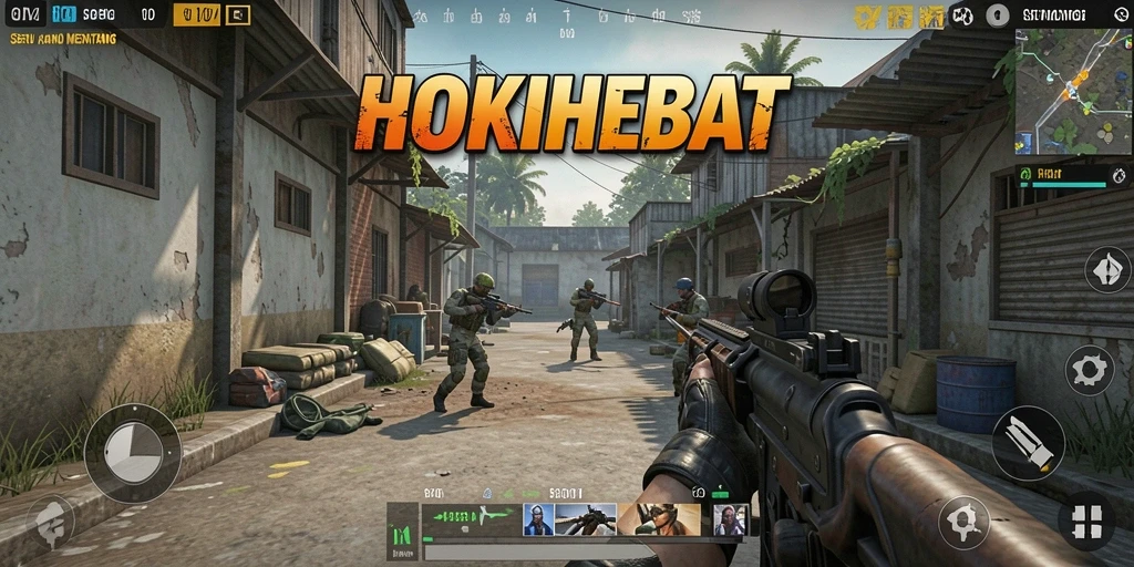 Tangkapan layar HOKIHEBAT menunjukkan aksi seru dengan gameplay FPS yang intens.