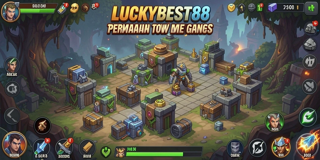 Screenshot gameplay LUCKYBEST88 menampilkan pertarungan seru Tower Defense.