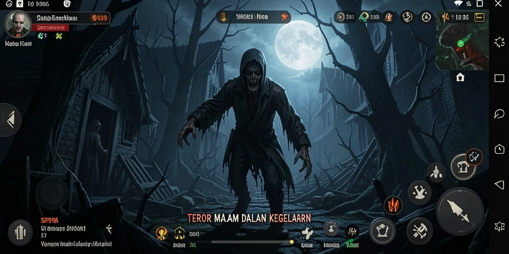 Screenshot gameplay SR996 menampilkan suasana kelam dan mencekam.